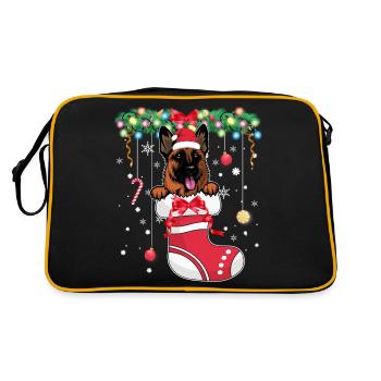 Drôle de Noël - Mignon chien de berger allemand à Noël - Sac Retro - noir/or - Dos