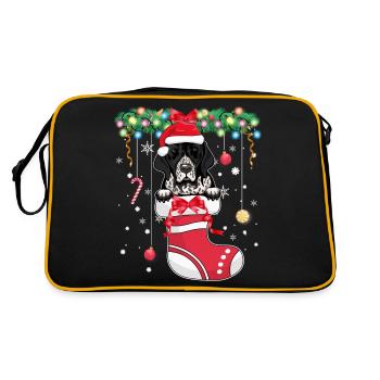 Drôle de Noël - Mignon chien pointeur anglais à Noël - Sac Retro - noir/or - Dos
