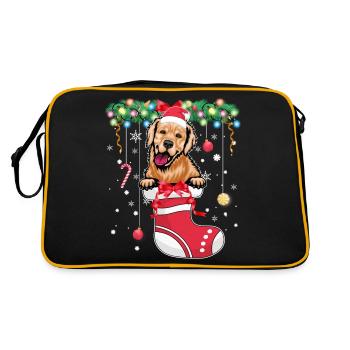 Drôle de Noël - Mignon chien Golden Retriever à Christma - Sac Retro - noir/or - Dos