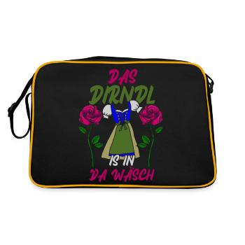 Mei dirndl is in da wasch - Retro Tasche - Schwarz/Gold - Hinten
