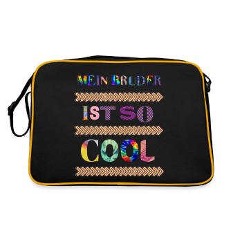 Ist so super wenn man den coolsten Bruder der Welt - Retro Tasche - Schwarz/Gold - Hinten