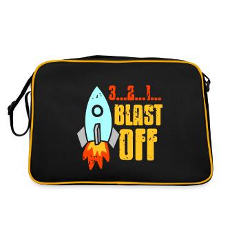 Blast Off Awesome Retro Rocket Astronomy T-Shirt - Retro Tasche - Schwarz/Gold - Hinten