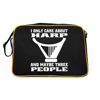 Harfe Instrument Harfenspieler Harfenlehrer Musik - Retro Tasche - Schwarz/Gold - Hinten