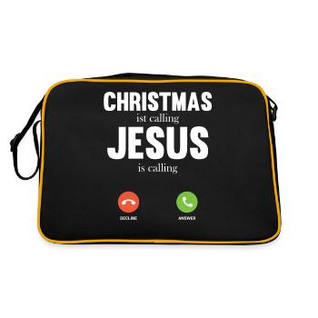 Christmas ist calling Jesus is calling T Shirt - Retro Bag - black/gold - Back