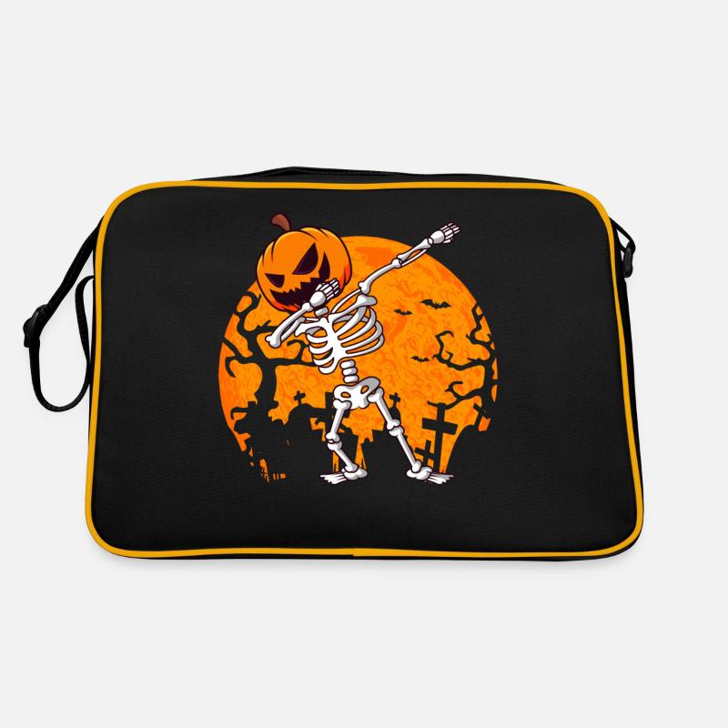 Skeleton with Pumpkin Jack O Lantern Halloween Retro Bag