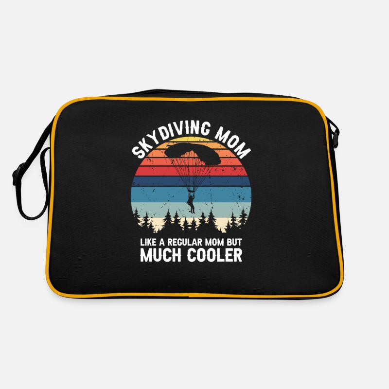 Skydiving MOM Like A Regular Mom But Much Cooler - Retro Tasche - Schwarz/Gold