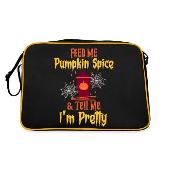 Pumpkin Spice Kaffee Kürbis Herbst Halloween - Retro Tasche - Schwarz/Gold - Hinten