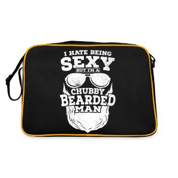 Sexy Bearded Man Bard Father Brother - Retro Bag - black/gold - Back