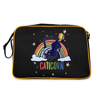 Caticorn Cute Cat Holder Rainbow Unicorn Cat - Retro Bag - black/gold - Back