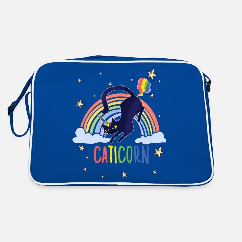 Caticorn süß Katzenhalter Regenbogen Einhorn Katze Retro Tasche