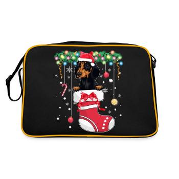 Teckel Dog Lover Noël - Chien Noël Stoc - Sac Retro - noir/or - Dos