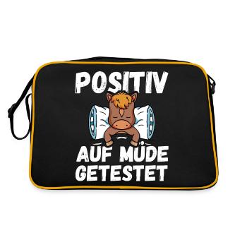 Positiv auf Müde getestet Pferd Fun - Retro Tasche - Schwarz/Gold - Hinten