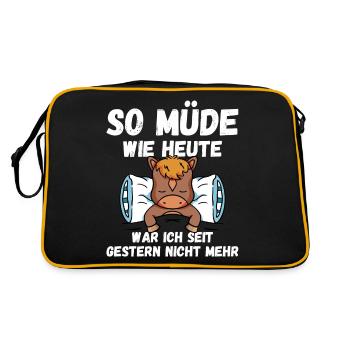 So müde wie heute war ich gestern nicht Pferd Fun - Retro Tasche - Schwarz/Gold - Hinten