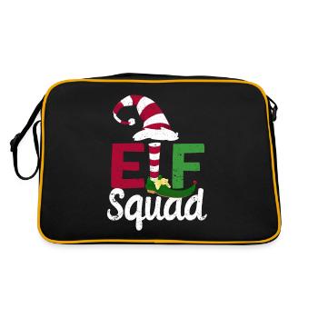 Lustige Elfen Familie Weihnachten Passende Xmas - Retro Tasche - Schwarz/Gold - Hinten