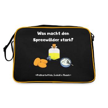 Was macht den Spreewälder stark? - Retro Tasche - Schwarz/Gold - Hinten