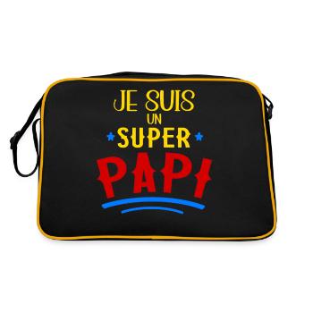 Je Suis Un Super Papi Cadeau Fête Des Grands-Pères - Sac Retro - noir/or - Dos