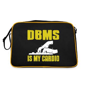 DBMS IS My Cardio Retro Funny DATA Admin T-Shirt - Retro Tasche - Schwarz/Gold - Hinten