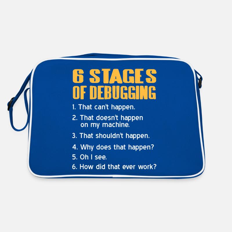 6 Stages Of Debugging Funny Data Admin T-Shirt Retro Tasche