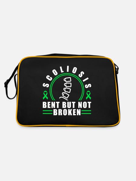 Scoliosis Bent But Not Broken - Retro Tasche - Schwarz/Gold - Hinten