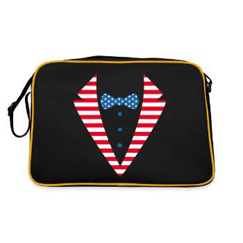 US American Flag Tuxedo Suit Tux 4th Of July - Retro Tasche - Schwarz/Gold - Hinten