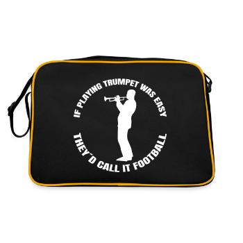 Trompete Instrument Musik lustiger Musiker Spruch - Retro Tasche - Schwarz/Gold - Hinten
