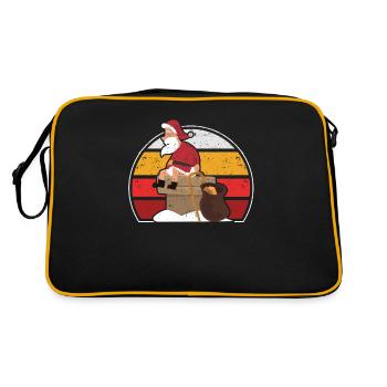 Weihnachtsmann Poops In Der Schornstein Weihnacht - Retro Tasche - Schwarz/Gold - Hinten