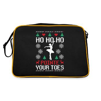 Ho Ho Ho Pointe Ihre Zehen Weihnachten Ballett - Retro Tasche - Schwarz/Gold - Hinten