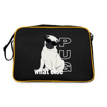 Mops find ich cool, Mops-Design für Hundeliebhaber - Retro Tasche - Schwarz/Gold - Hinten
