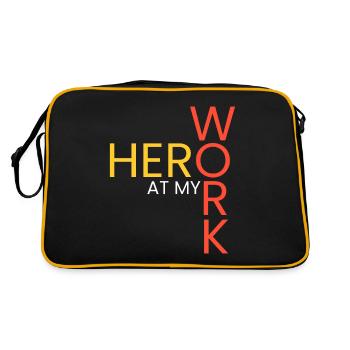 Held bei meiner Arbeit - Retro Tasche - Schwarz/Gold - Hinten