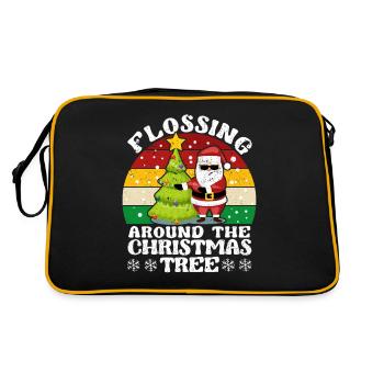 Weihnachtsmann Floss Xmas Flossing Around The - Retro Tasche - Schwarz/Gold - Hinten