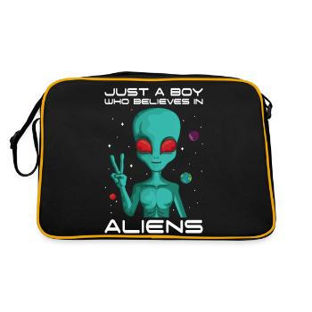 Boy Who Believes in Aliens Planet Universe Alien - Retro Bag - black/gold - Back