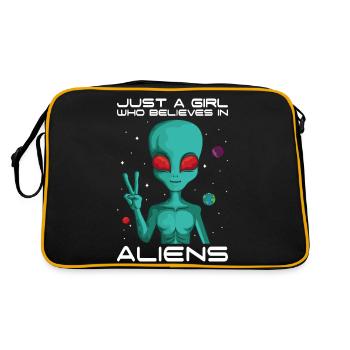Girl Who Believes in Aliens Planet Space - Retro Bag - black/gold - Back