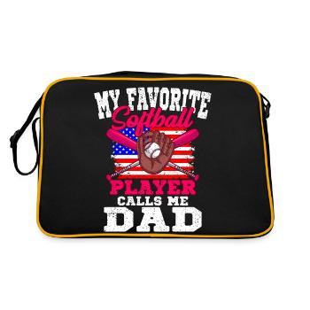 Lieblings Softballspieler Nennt Mich Papa Baseball - Retro Tasche - Schwarz/Gold - Hinten