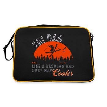 Ski Dad Funny Cute Winter Skiing - Retro Tasche - Schwarz/Gold - Hinten