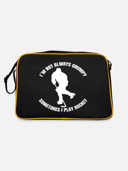 Eishockey Geschenk Eishockeyteam Wintersport - Retro Tasche - Schwarz/Gold - Hinten