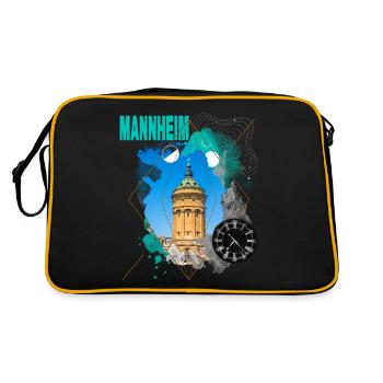 Mannheim Deutschland Stadt Skyline Vintage Retro - Retro Tasche - Schwarz/Gold - Hinten