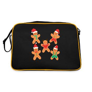 Gingerbread Man Cookies Christmas Pyjamas Xmas - Retro Bag - black/gold - Back