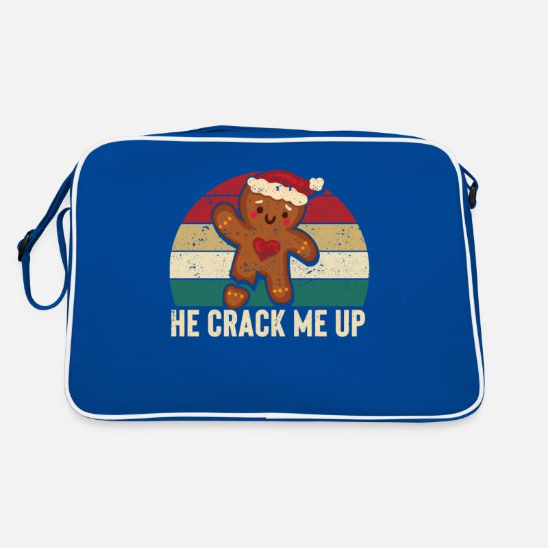 He makes me laugh Funny gingerbread man Retro Bag