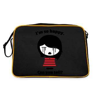 Je suis si heureux... pouvez-vous le dire? | Vêtements Emo pour filles |e - Sac Retro - noir/or - Dos