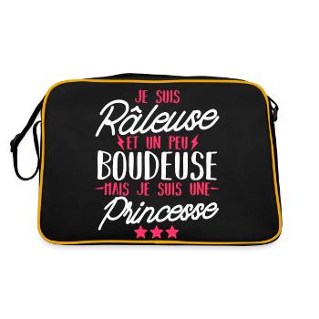 râleuse et princesse / cadeau humour fille - Sac Retro - noir/or - Dos