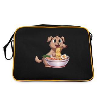 Ramen Dog Japanese Gift Kawaii Anime - Retro Bag - black/gold - Back