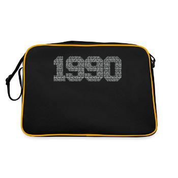 Geburtsjahr 1990 mit Synonymen für Super und Toll - Retro Tasche - Schwarz/Gold - Hinten