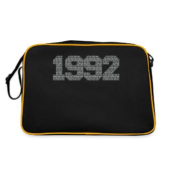 Geburtsjahr 1992 mit Synonymen für Super und Toll - Retro Tasche - Schwarz/Gold - Hinten