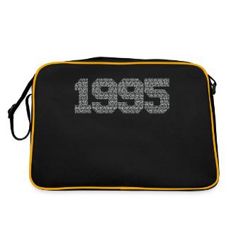 Geburtsjahr 1995 mit Synonymen für Super und Toll - Retro Tasche - Schwarz/Gold - Hinten