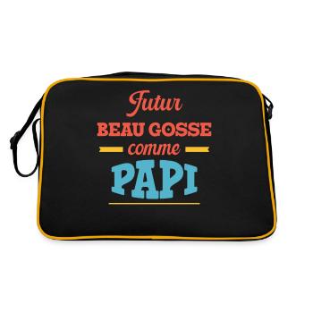 Beau Gosse Comme Papi Cadeau Annonce Grossesse - Sac Retro - noir/or - Dos