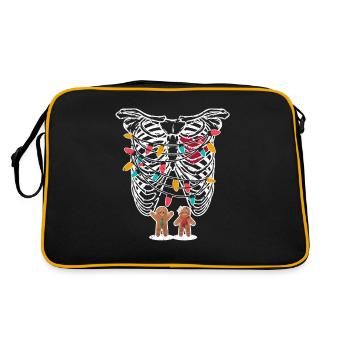 Skeleton Heart Rib Cage X-Ray Gingerbread Christmas - Retro Bag - black/gold - Back
