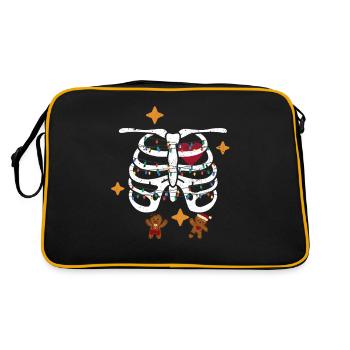 Skeleton Heart Rib Cage X-Ray Gingerbread Christmas - Retro Bag - black/gold - Back