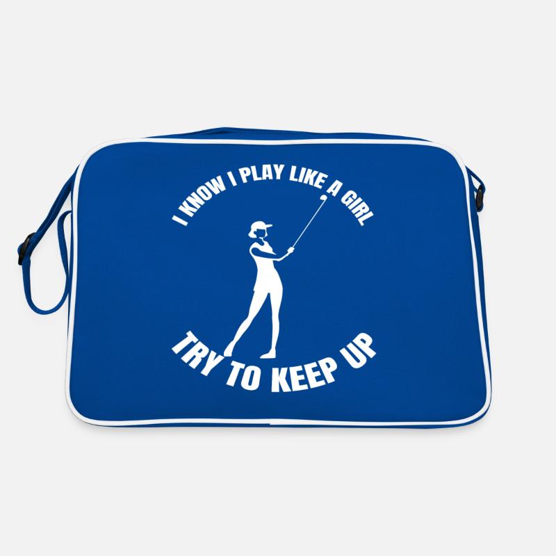 Golfspielerin Golf Mädchen Golfball Golfschläger Retro Tasche