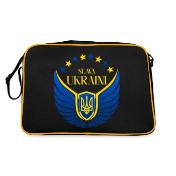 Ukraine flügel Ruhm Ehre Sieg - Retro Tasche - Schwarz/Gold - Hinten