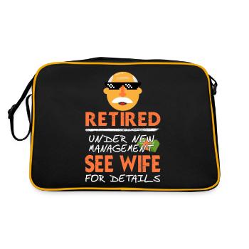 Retired Under New Management See Wife Funny - Retro Tasche - Schwarz/Gold - Hinten